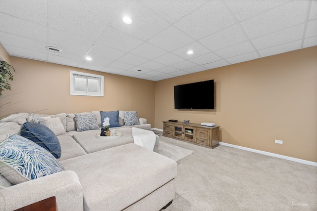 1910 Baldwin Way, Bolingbrook, IL 60490 - living room with carpet, a paneled ceiling, and recessed lighting
