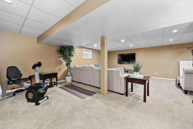 1910 Baldwin Way, Bolingbrook, IL 60490 - workout room featuring carpet flooring, a paneled ceiling, and recessed lighting