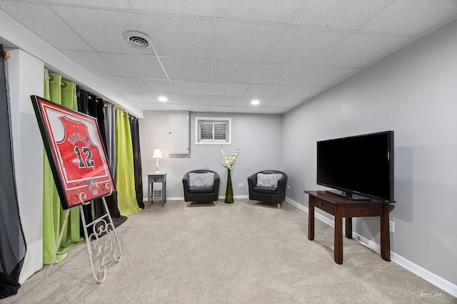 1910 Baldwin Way, Bolingbrook, IL 60490 - living area with carpet, a paneled ceiling, and recessed lighting