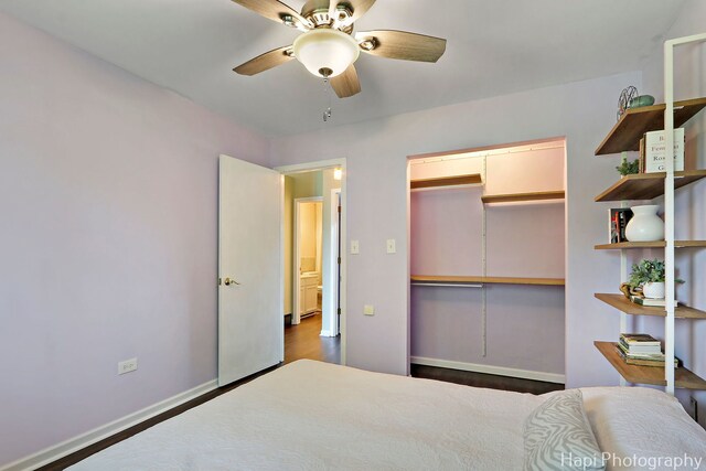 4008 W Lillian St, Mchenry, IL 60050 - bedroom with wood finished floors, a closet, and ceiling fan