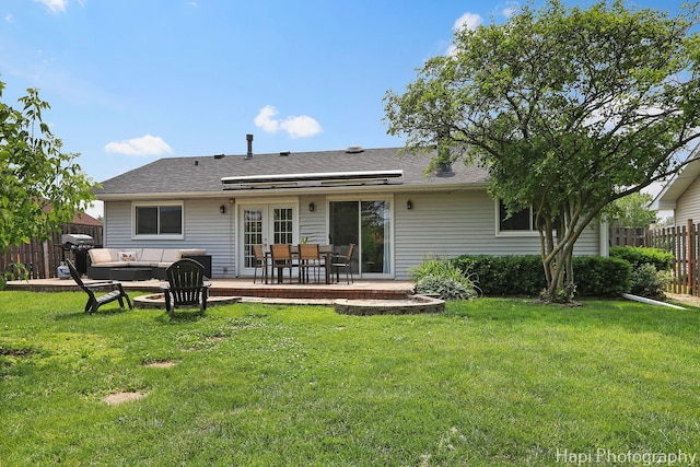 4008 W Lillian St, Mchenry, IL 60050 - back of house with outdoor lounge area, roof with shingles, a patio area, and french doors