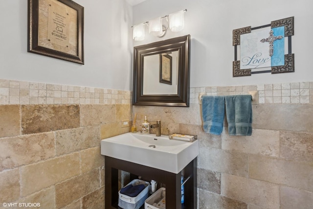 6N142 Riverside Dr, Saint Charles, IL 60175 - bathroom with vanity and tile walls