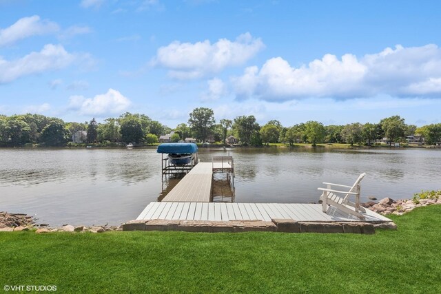 6N142 Riverside Dr, Saint Charles, IL 60175 - dock area with a water view and a yard