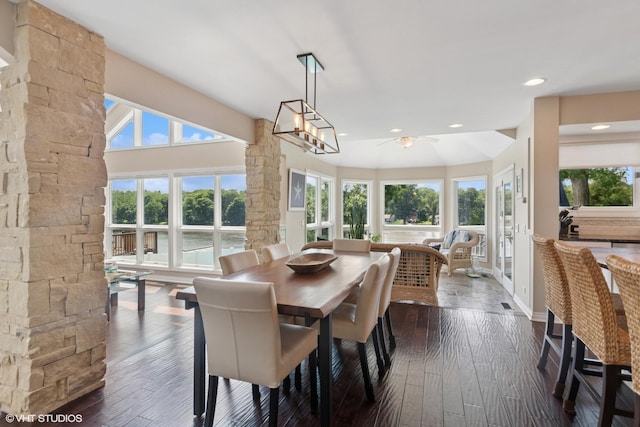 6N142 Riverside Dr, Saint Charles, IL 60175 - dining space with healthy amount of natural light, dark wood finished floors, ceiling fan, and recessed lighting