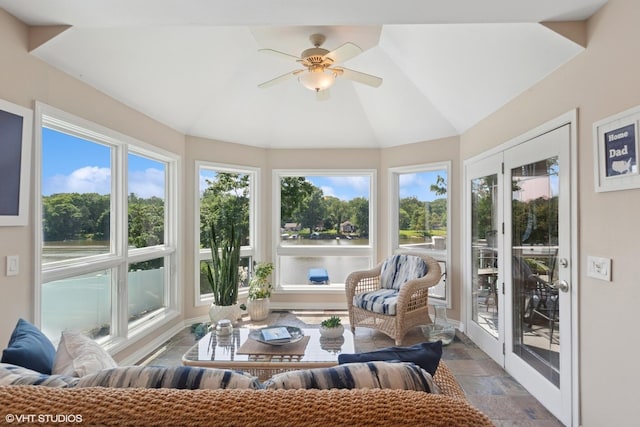 6N142 Riverside Dr, Saint Charles, IL 60175 - sunroom / solarium with stone tile floors and lofted ceiling