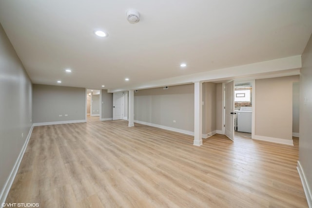 364 Hoxie Ave, Calumet City, IL 60409 - below grade area with washer / dryer, recessed lighting, and light wood-style flooring