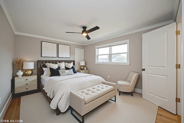 364 Hoxie Ave, Calumet City, IL 60409 - bedroom with ornamental molding, light wood-style floors, and ceiling fan
