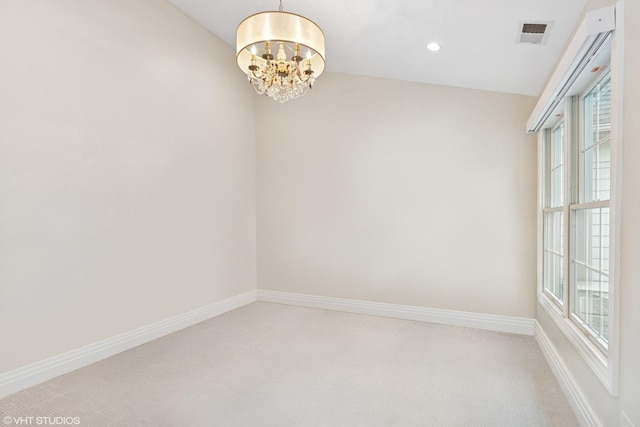 37 Harborside Way, Hawthorn Woods, IL 60047 - spare room with light colored carpet, a chandelier, and recessed lighting