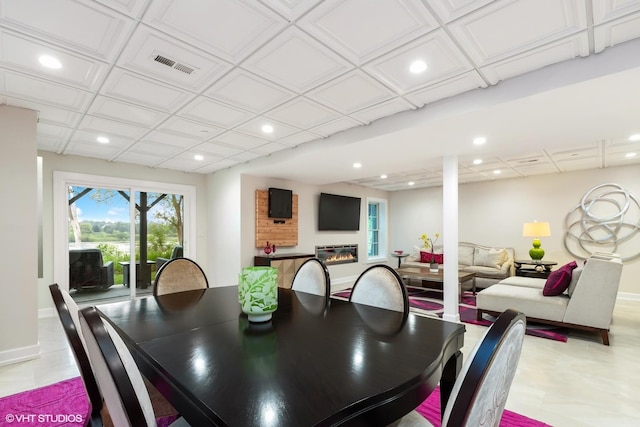 37 Harborside Way, Hawthorn Woods, IL 60047 - dining room featuring recessed lighting and a glass covered fireplace