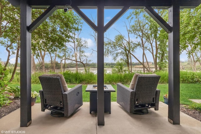 37 Harborside Way, Hawthorn Woods, IL 60047 - view of patio / terrace with a water view and an outdoor fire pit
