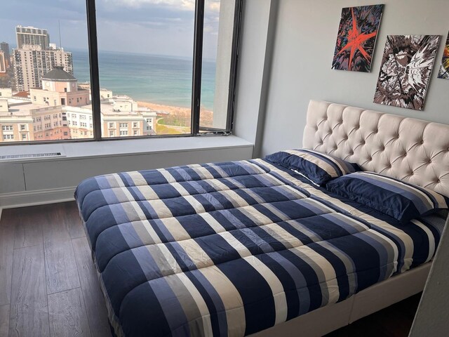 5455 N Sheridan Rd Unit 3409, Chicago, IL 60640 - bedroom featuring wood finished floors and a water view