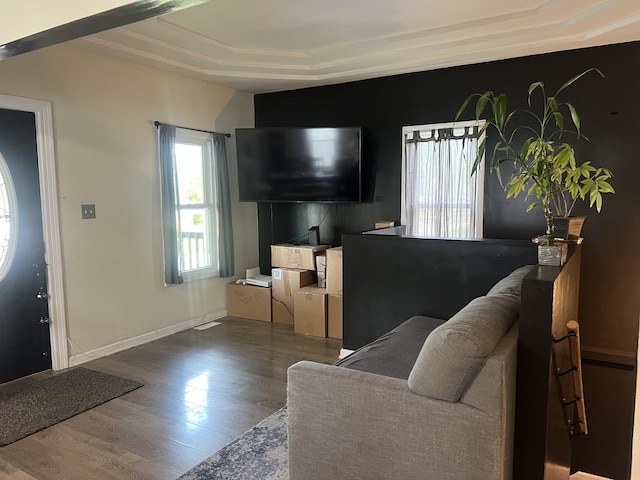 1901 Cora St, Crest Hill, IL 60403 - living room with wood finished floors and a raised ceiling