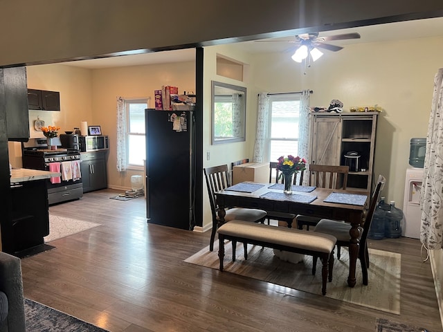 1901 Cora St, Crest Hill, IL 60403 - dining space featuring ceiling fan, healthy amount of natural light, and wood finished floors