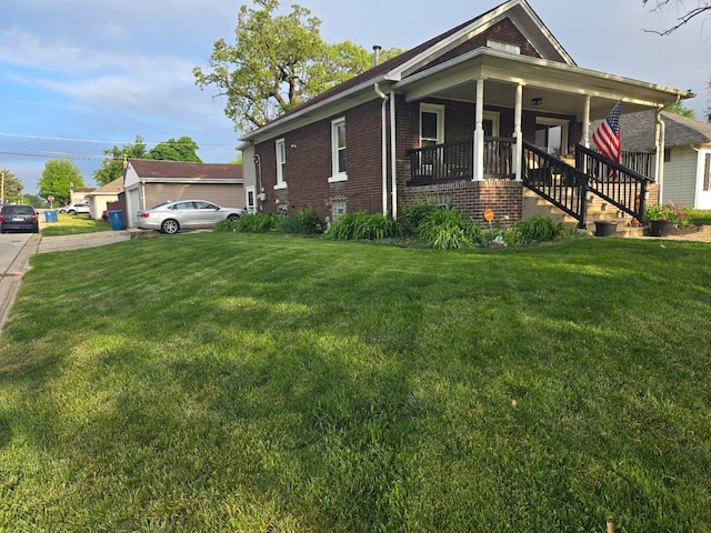 1901 Cora St, Crest Hill, IL 60403 - view of front of house with brick siding, a front yard, a porch, and stairway