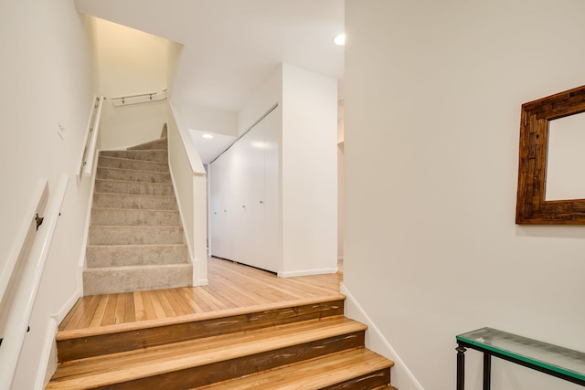 5400 S Hyde Park Blvd Unit 10C, Chicago, IL 60615 - stairs featuring wood finished floors and recessed lighting