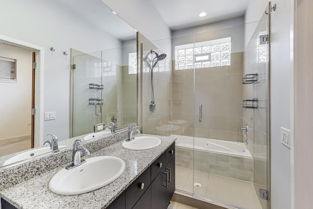 2031 W Evergreen Ave Unit 1W, Chicago, IL 60622 - full bathroom with a stall shower, double vanity, and a tub to relax in