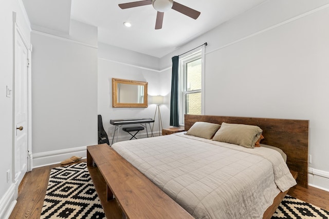 1128 W Wolfram St Unit 2, Chicago, IL 60657 - bedroom featuring wood finished floors, a ceiling fan, and recessed lighting