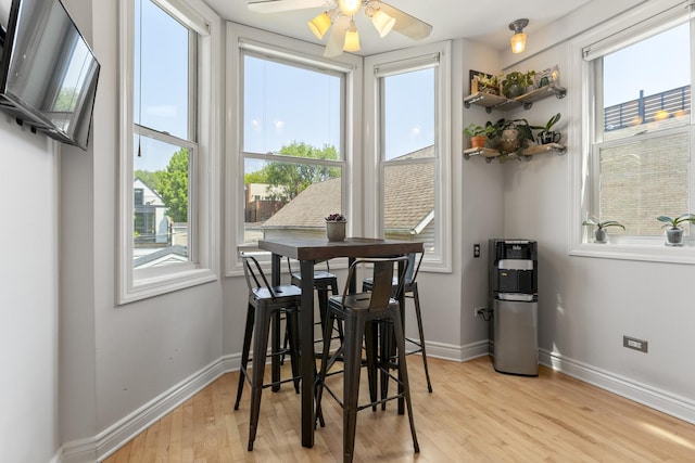 1128 W Wolfram St Unit 2, Chicago, IL 60657 - dining room featuring light wood-style floors, plenty of natural light, and a ceiling fan