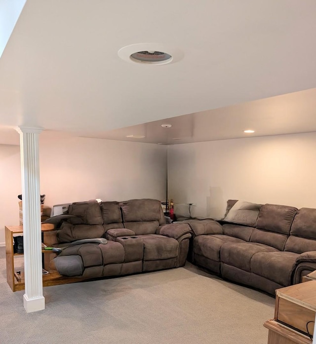 301 N Redfield Ct, Park Ridge, IL 60068 - living area featuring carpet, decorative columns, and recessed lighting