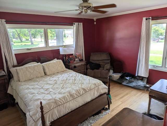 301 N Redfield Ct, Park Ridge, IL 60068 - bedroom with wood finished floors, crown molding, and a ceiling fan