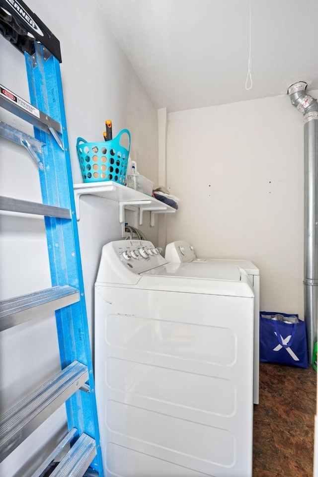 3137 N Monticello Ave, Chicago, IL 60618 - laundry area featuring washer and clothes dryer and stone finish flooring