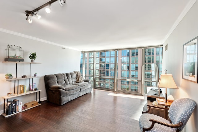 2 E Erie St Unit 2114, Chicago, IL 60611 - living area with wood finished floors, crown molding, and floor to ceiling windows