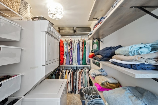2 E Erie St Unit 2114, Chicago, IL 60611 - spacious closet featuring stacked washing machine and dryer