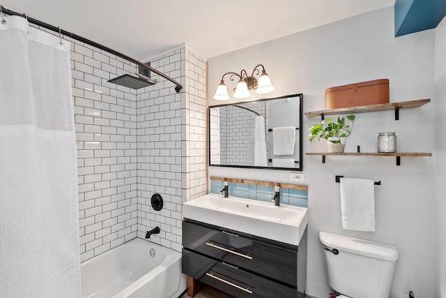 2 E Erie St Unit 2114, Chicago, IL 60611 - bathroom with shower / tub combo, toilet, vanity, and backsplash
