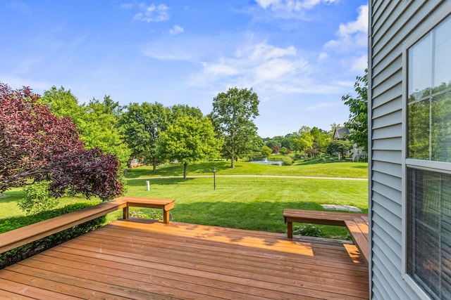 3208 Countrybend Ln, Champaign, IL 61822 - wooden deck featuring a water view and a yard