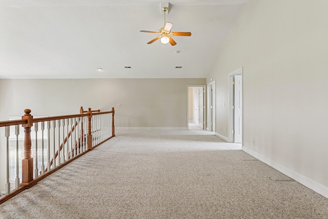 3208 Countrybend Ln, Champaign, IL 61822 - hall featuring light colored carpet, high vaulted ceiling, and an upstairs landing