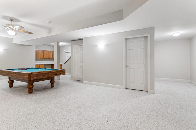 3208 Countrybend Ln, Champaign, IL 61822 - recreation room featuring billiards table, light colored carpet, and ceiling fan