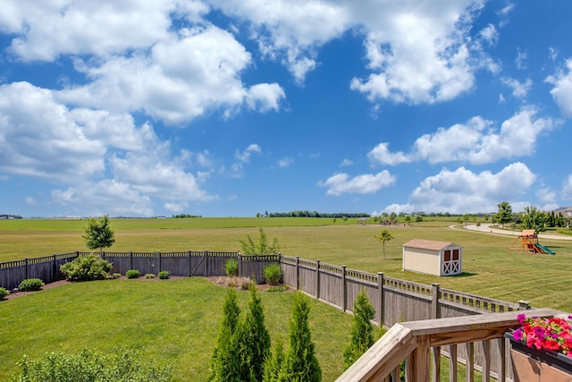 662 Kentshire Dr, Yorkville, IL 60560 - fenced backyard featuring a storage shed and a view of countryside
