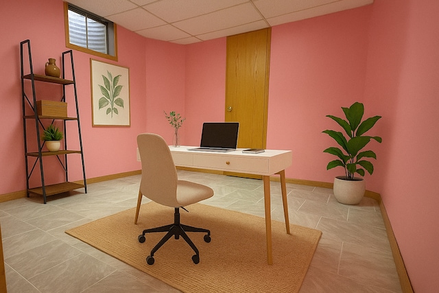 8020 Latrobe Ave, Burbank, IL 60459 - office area with tile patterned floors and a drop ceiling