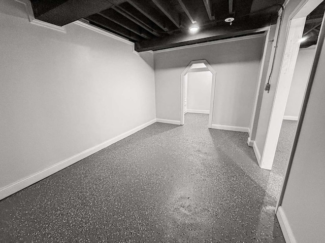 2914 Ridge Rd, Lansing, IL 60438 - finished basement featuring baseboards and arched walkways