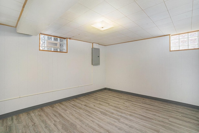 2454 184th St, Lansing, IL 60438 - basement featuring wood finished floors, electric panel, and baseboards