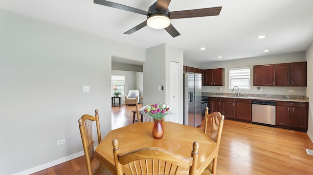 5321 Meadowbrook St, Plainfield, IL 60586 - dining space with plenty of natural light, light wood finished floors, ceiling fan, and recessed lighting