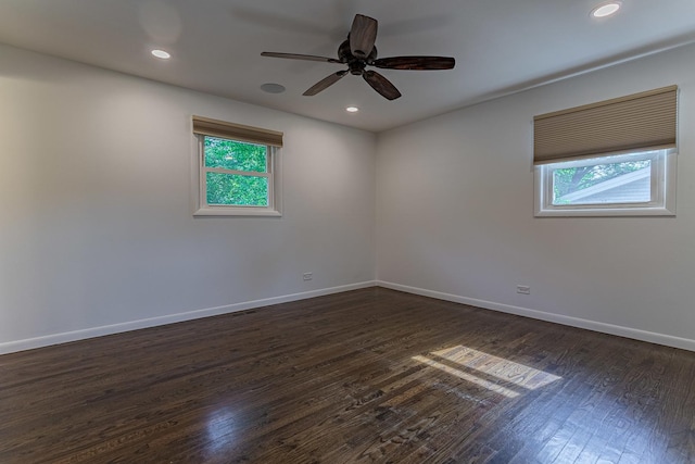1328 Concord Ln, Schaumburg, IL 60193 - unfurnished room with plenty of natural light, dark wood-style floors, ceiling fan, and recessed lighting