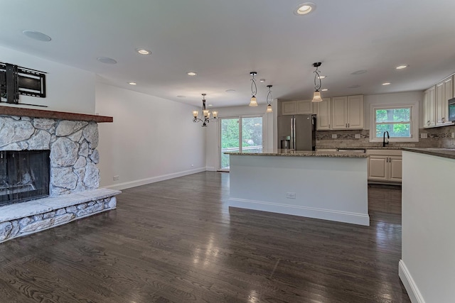 1328 Concord Ln, Schaumburg, IL 60193 - kitchen featuring stainless steel appliances, dark wood-type flooring, plenty of natural light, a chandelier, and recessed lighting