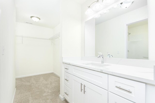 5542 Hearthside Dr, Bourbonnais, IL 60914 - bathroom with vanity, a spacious closet, and baseboards
