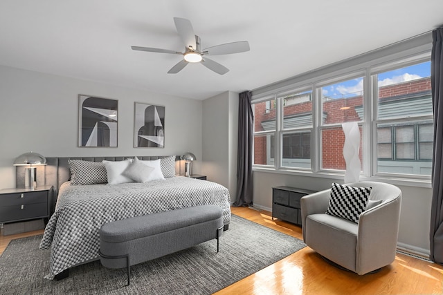 5844 N Hermitage Ave Unit B, Chicago, IL 60660 - bedroom with light wood-style floors and ceiling fan