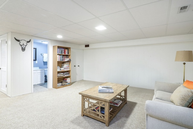 1149 Wheaton Oaks Dr Unit 0, Wheaton, IL 60187 - living area featuring carpet flooring, a drop ceiling, and recessed lighting
