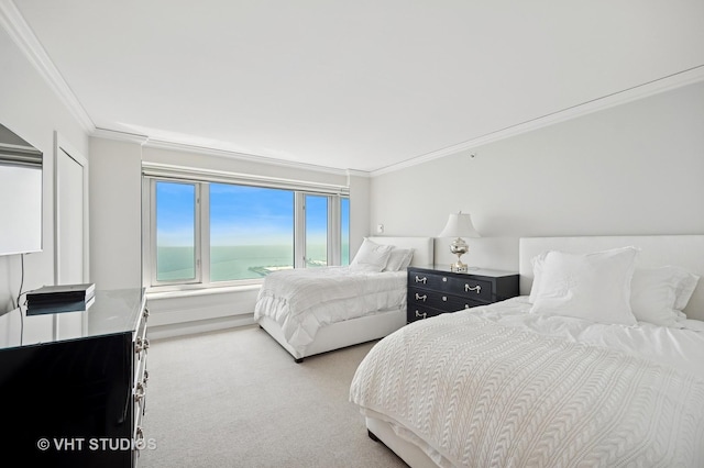 132 E Delaware Pl Unit 5106, Chicago, IL 60611 - carpeted bedroom featuring crown molding and a water view