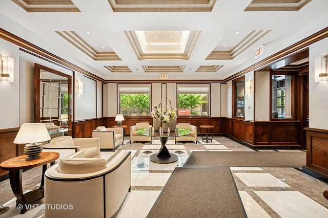 132 E Delaware Pl Unit 5106, Chicago, IL 60611 - lobby featuring ornamental molding, wainscoting, and coffered ceiling