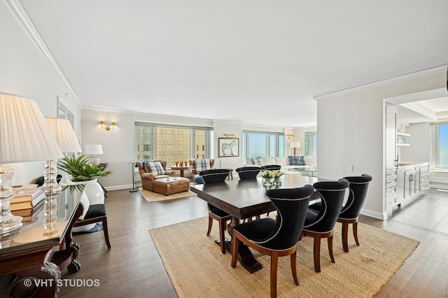 132 E Delaware Pl Unit 5106, Chicago, IL 60611 - dining room with crown molding, healthy amount of natural light, and wood finished floors