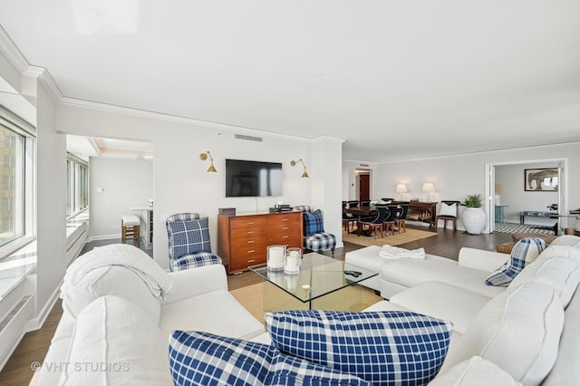 132 E Delaware Pl Unit 5106, Chicago, IL 60611 - living room featuring wood finished floors and crown molding