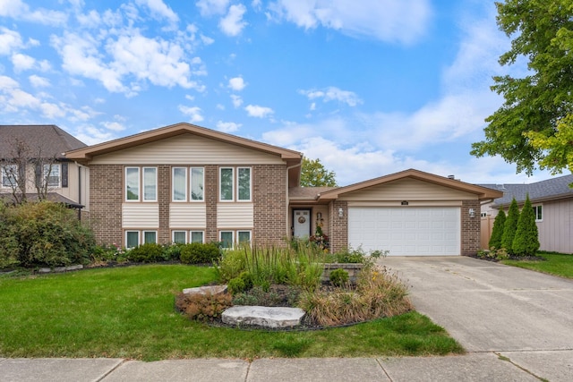 773 Farnham Ln, Wheaton, IL 60189 - tri-level home featuring brick siding, a garage, driveway, and a front yard
