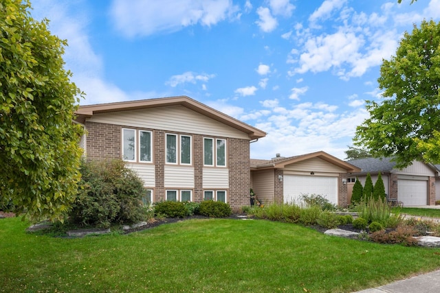 773 Farnham Ln, Wheaton, IL 60189 - tri-level home with brick siding, an attached garage, and a front lawn
