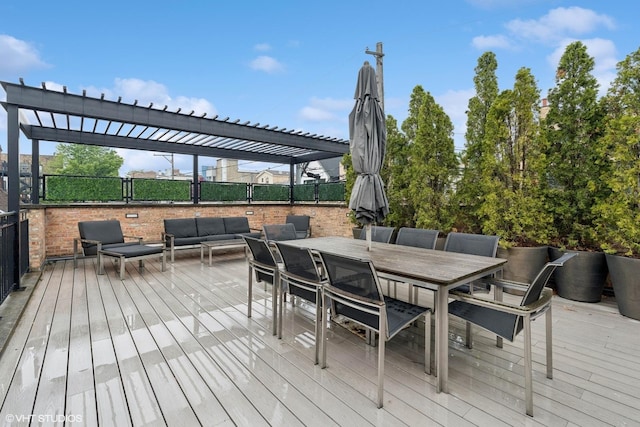 1230 W Cornelia Ave, Chicago, IL 60657 - deck featuring a pergola, an outdoor living space, and outdoor dining space