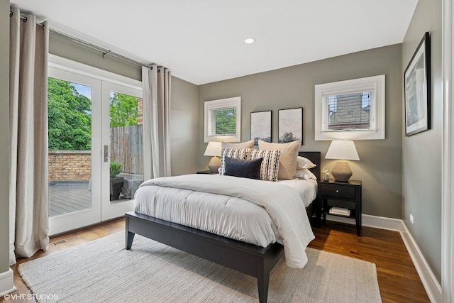 1230 W Cornelia Ave, Chicago, IL 60657 - bedroom featuring access to outside, wood finished floors, french doors, and recessed lighting