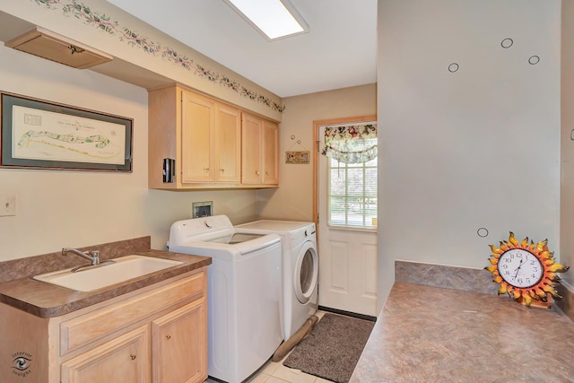 16924 Yearling Crossing Dr, Orland Park, IL 60467 - washroom with washer and clothes dryer, cabinet space, and light tile patterned floors